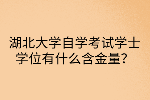 湖北大学自学考试学士学位有什么含金量？