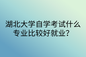 湖北大学自学考试什么专业比较好就业？