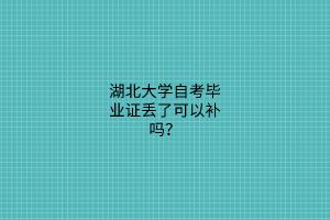 湖北大学自考毕业证丢了可以补吗？