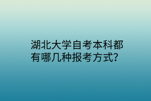 湖北大学自考本科都有哪几种报考方式？