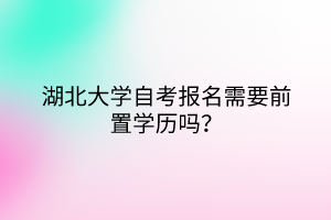 湖北大学自考报名需要前置学历吗？