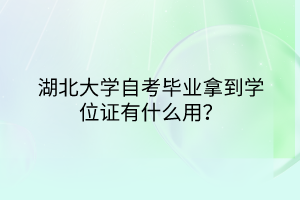 湖北大学自考毕业拿到学位证有什么用？